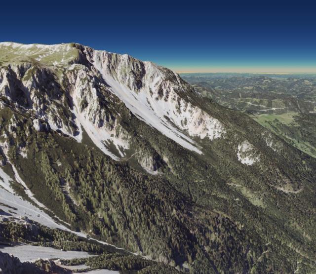 Schneeberg gerendert im Browser von AlpineMaps.org. Das Höhenmodell hat eine Auflösung von ca. 1x1m.