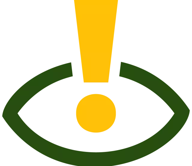 Logo der Watchlist Internet - grünes Auge mit gelbem Ausrufezeichen