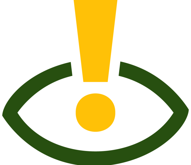 Logo der Watchlist Internet - grünes Auge mit gelbem Ausrufezeichen
