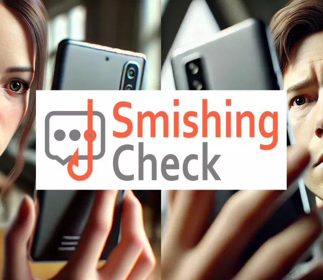 SmishingCheck Logo, Menschen mit Smartphones