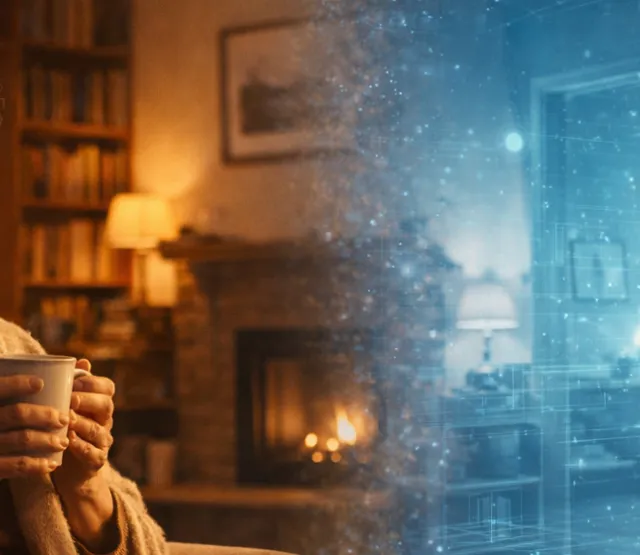 women with cup of tea. KI generated