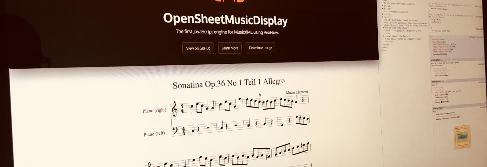Open Sheet Music Display wird auf dem Monitor angezeigt