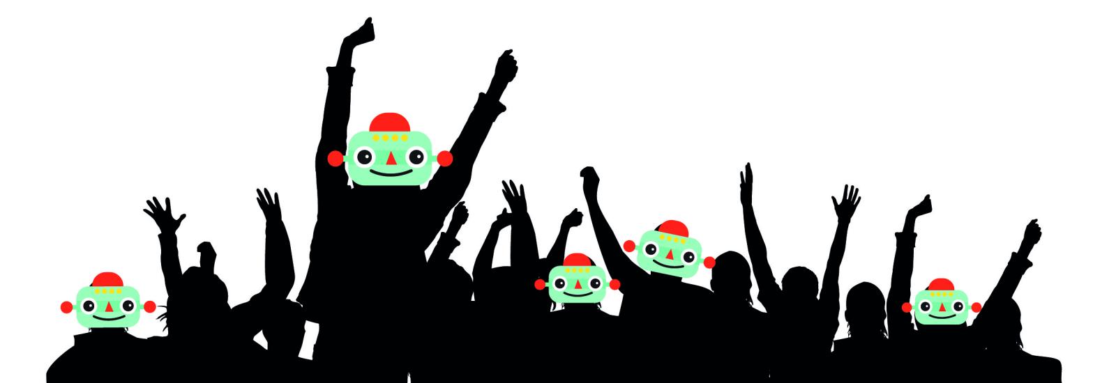 Jubelnde Chatbot Menge