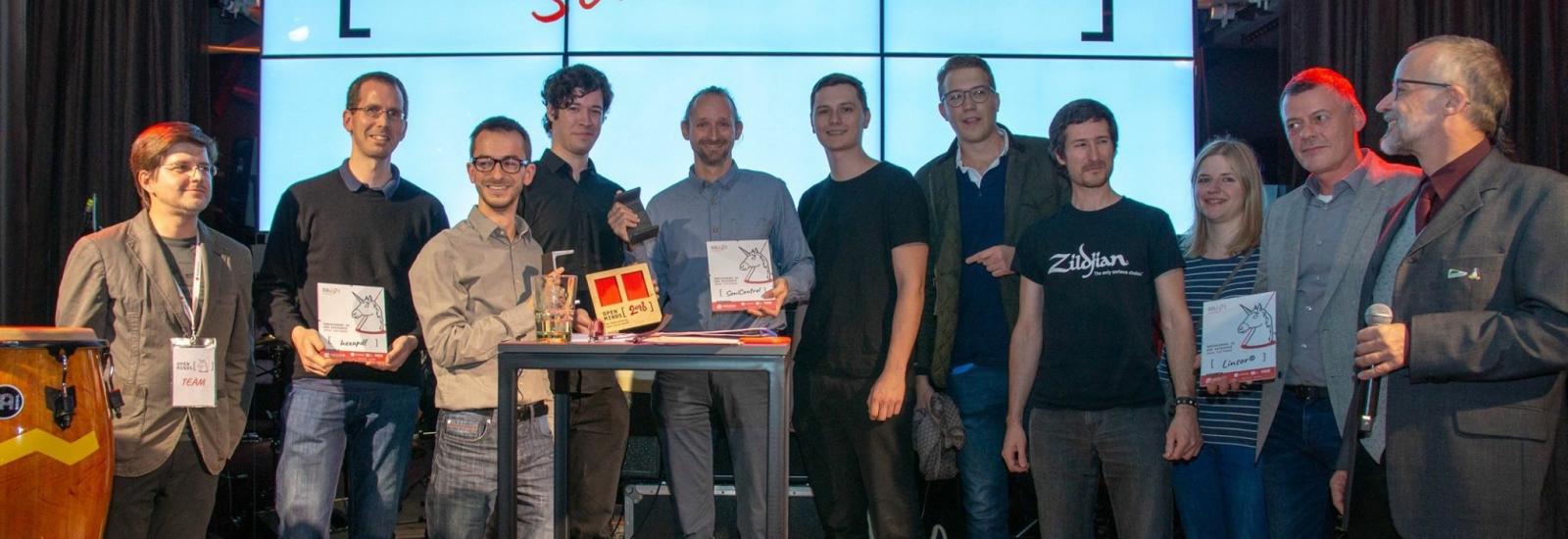 SoniControl team receiving the award - Fotocredit: CC BY-SA Drupal Austria