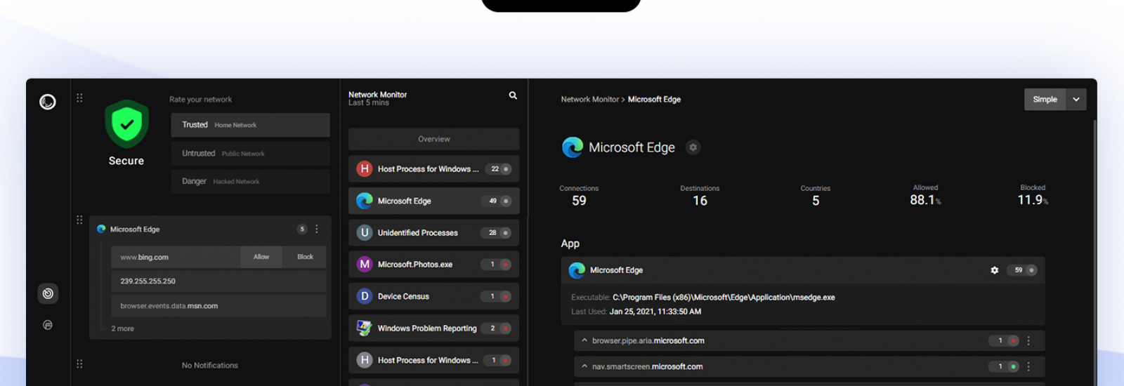 Das neue Portmaster User Interface lässt dich noch transparenter alle Hintergrundprozesse sehen.
