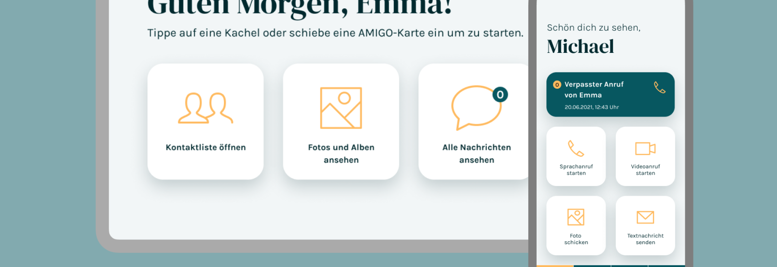 Homescreen der AmigoBox und AmigoApp