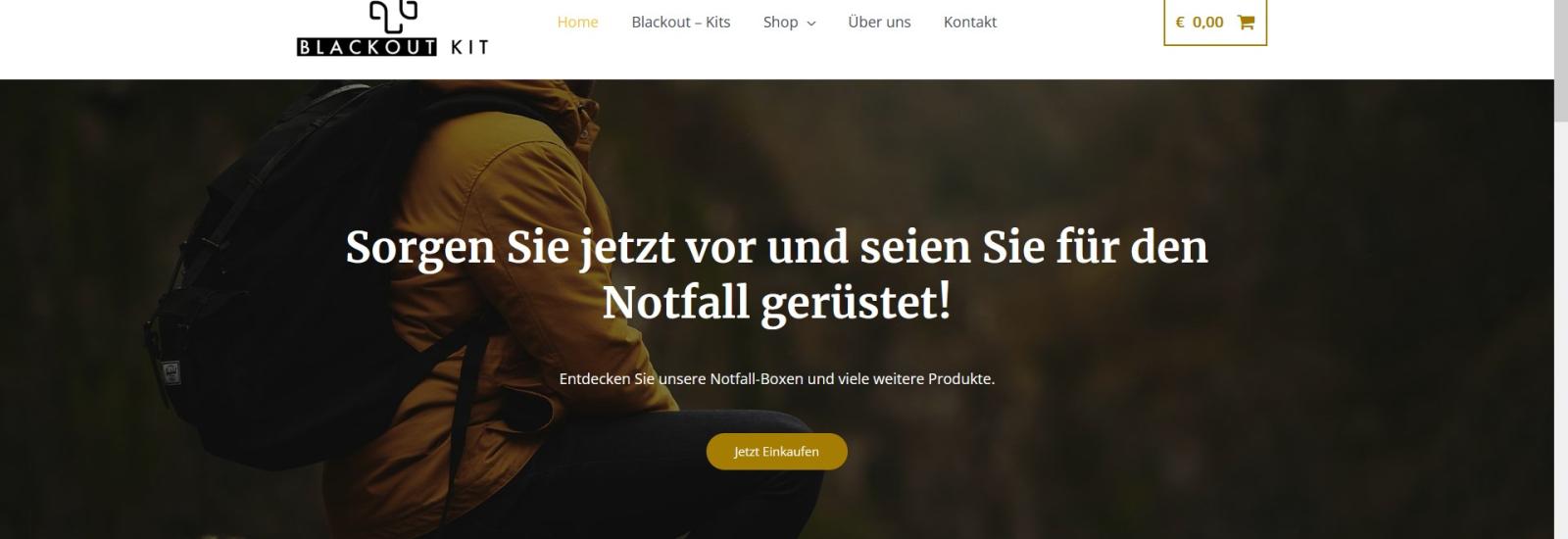 Screenshot der Seite blackout-kits.at