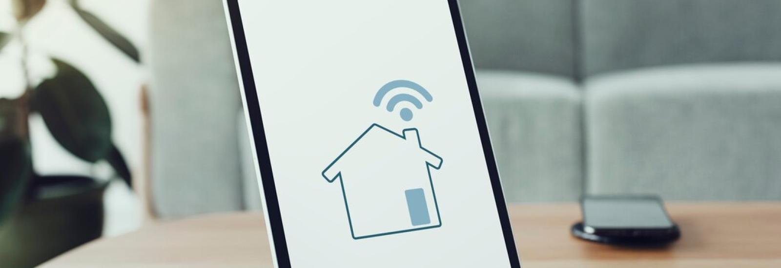 digital tablet screen with smart home