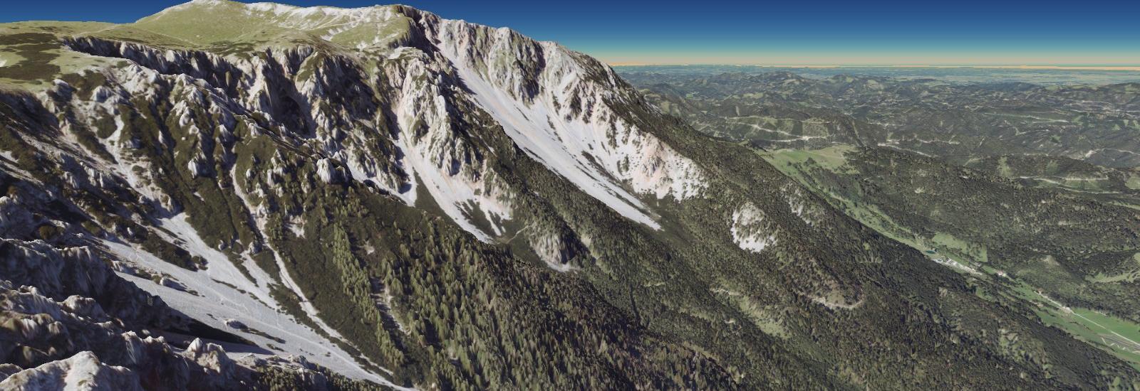 Schneeberg gerendert im Browser von AlpineMaps.org. Das Höhenmodell hat eine Auflösung von ca. 1x1m.