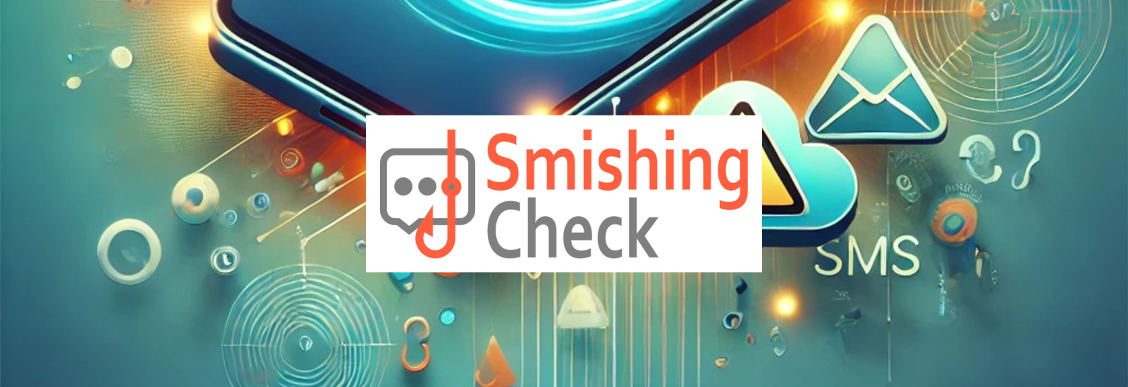SmishingCheck Logo, abstrakter Hintergrund zum Thema Smishing
