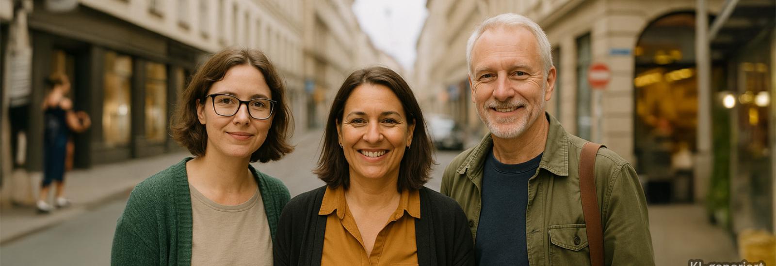 KI-generiertes Bild von 3 Personen, die unsere Personas darstellen sollen.