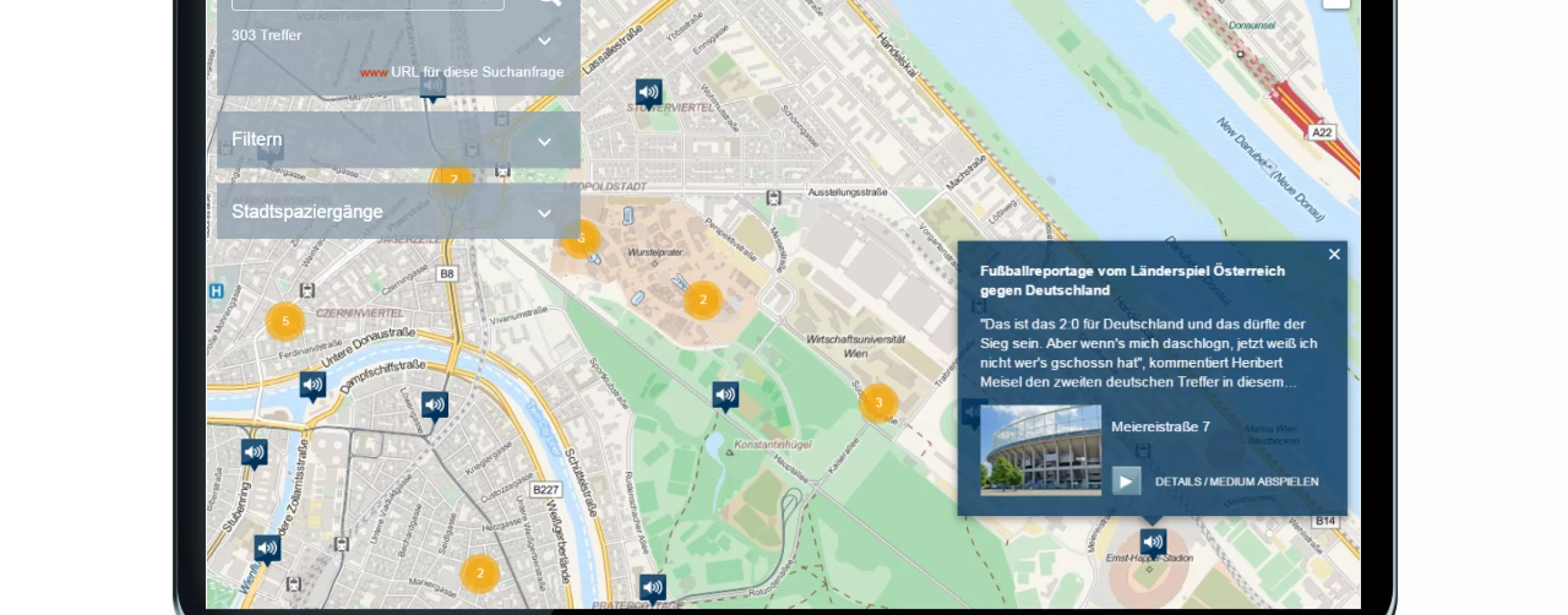 Screen Klänge und Videos Mediathek