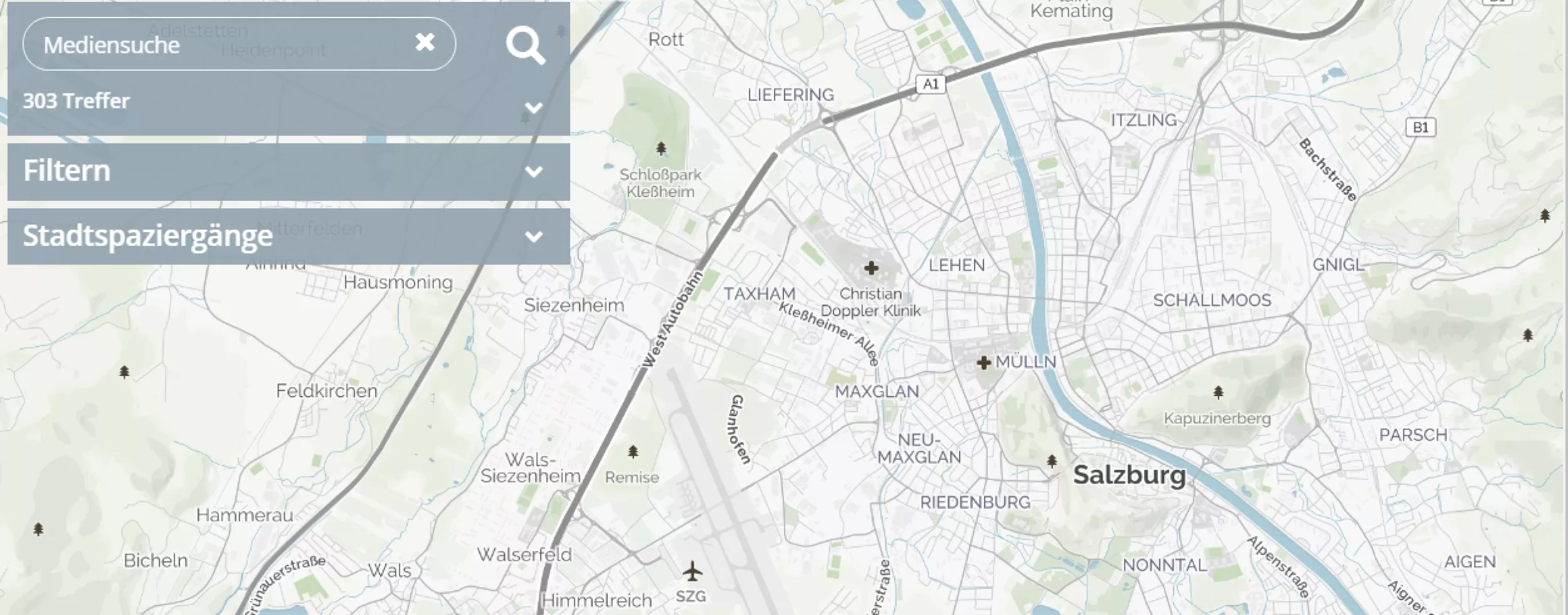 Audiovisueller Atlas der Mediathek © Karte: OpenStreetMap-Mitwirkende
