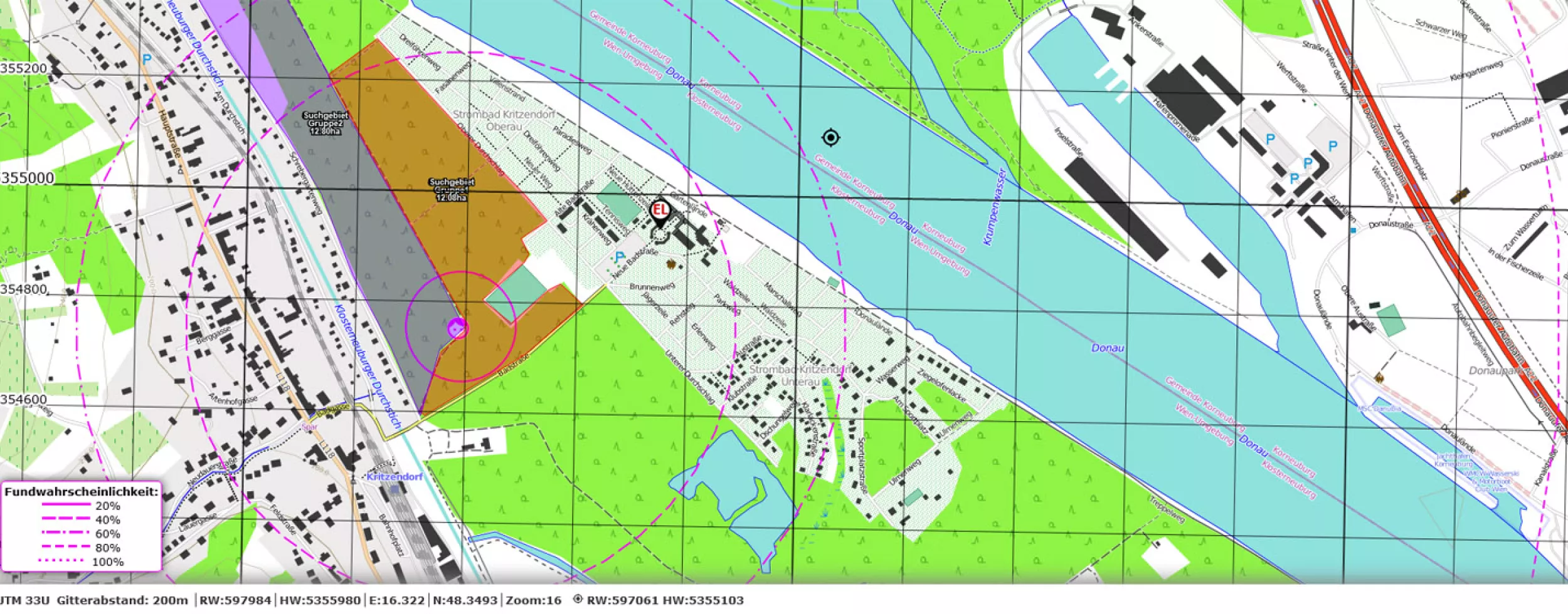 Kartenausschnitt aus der Vorgängerversion von eTrax | rescue
