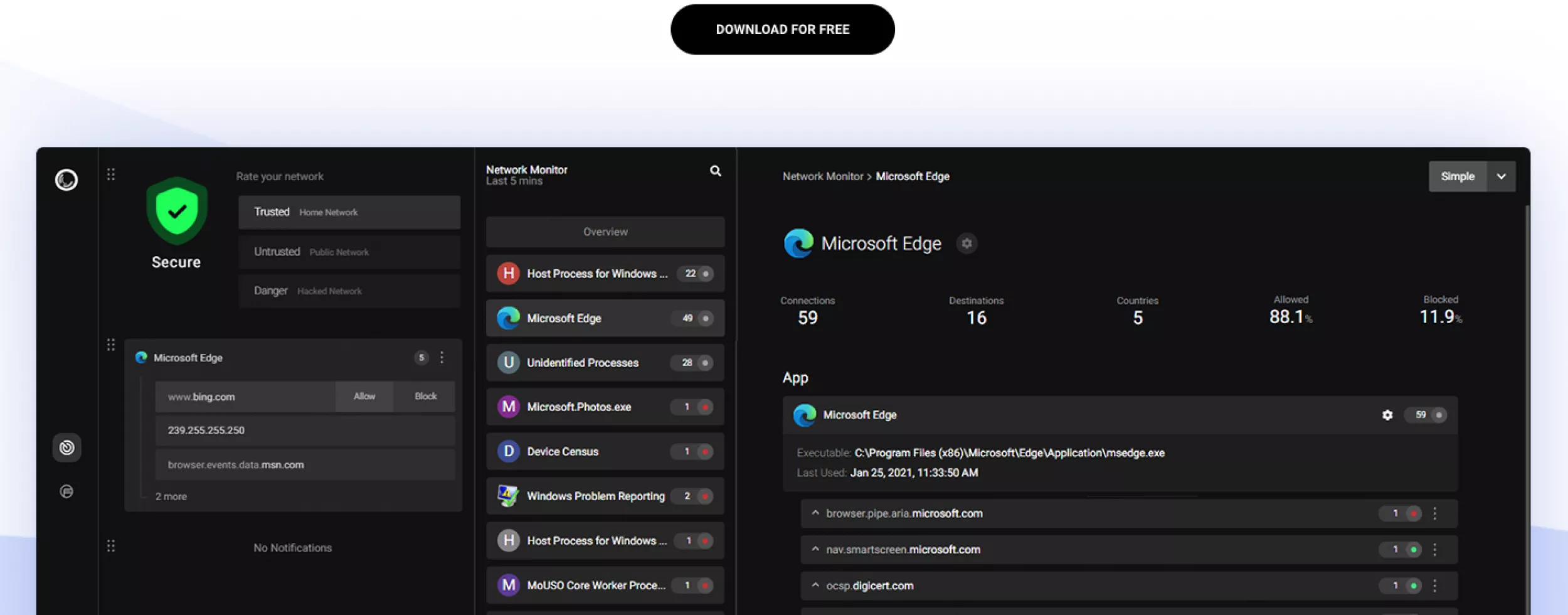 Das neue Portmaster User Interface lässt dich noch transparenter alle Hintergrundprozesse sehen.