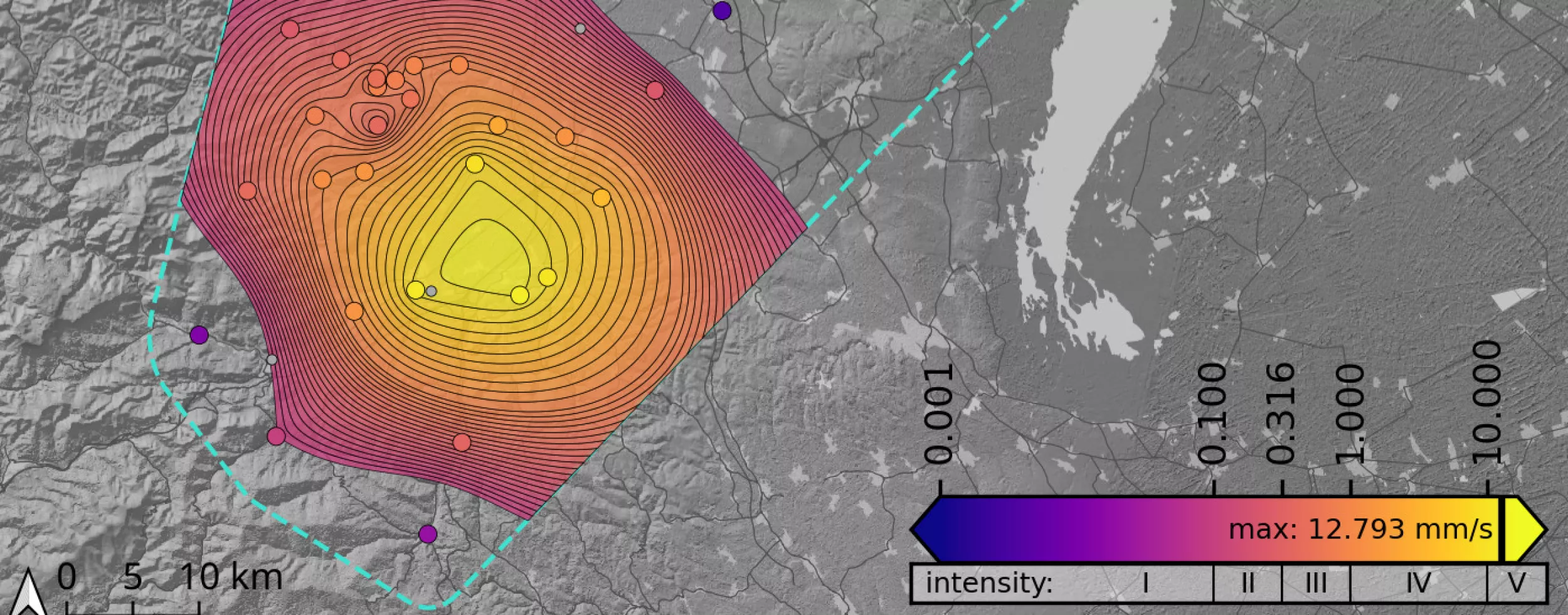 Neunkirchen Erdbeben - Interpolation der PGV.