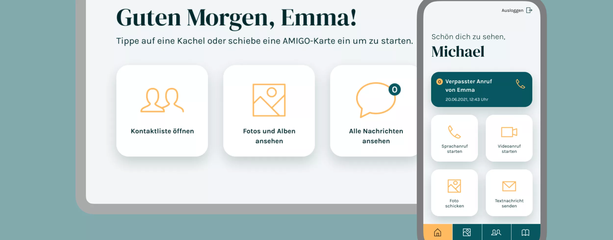 Homescreen der AmigoBox und AmigoApp