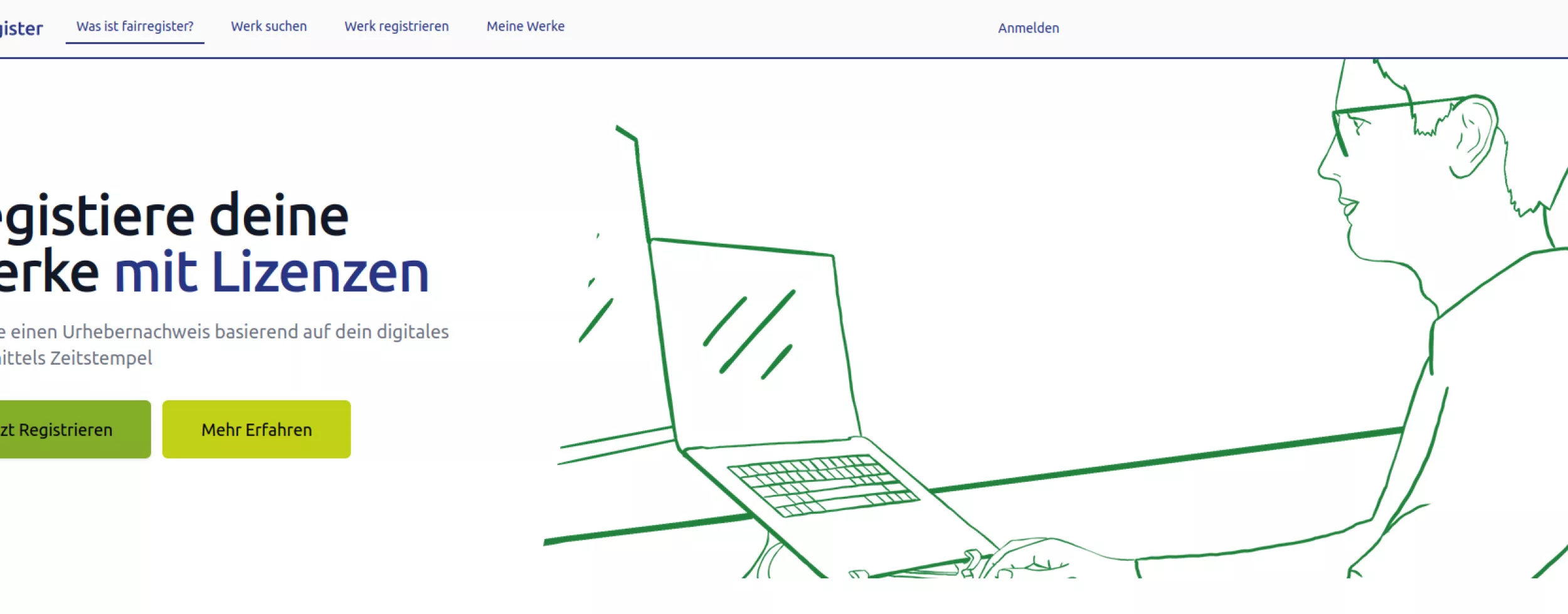 Screenshot von der Webseite zu fairregister