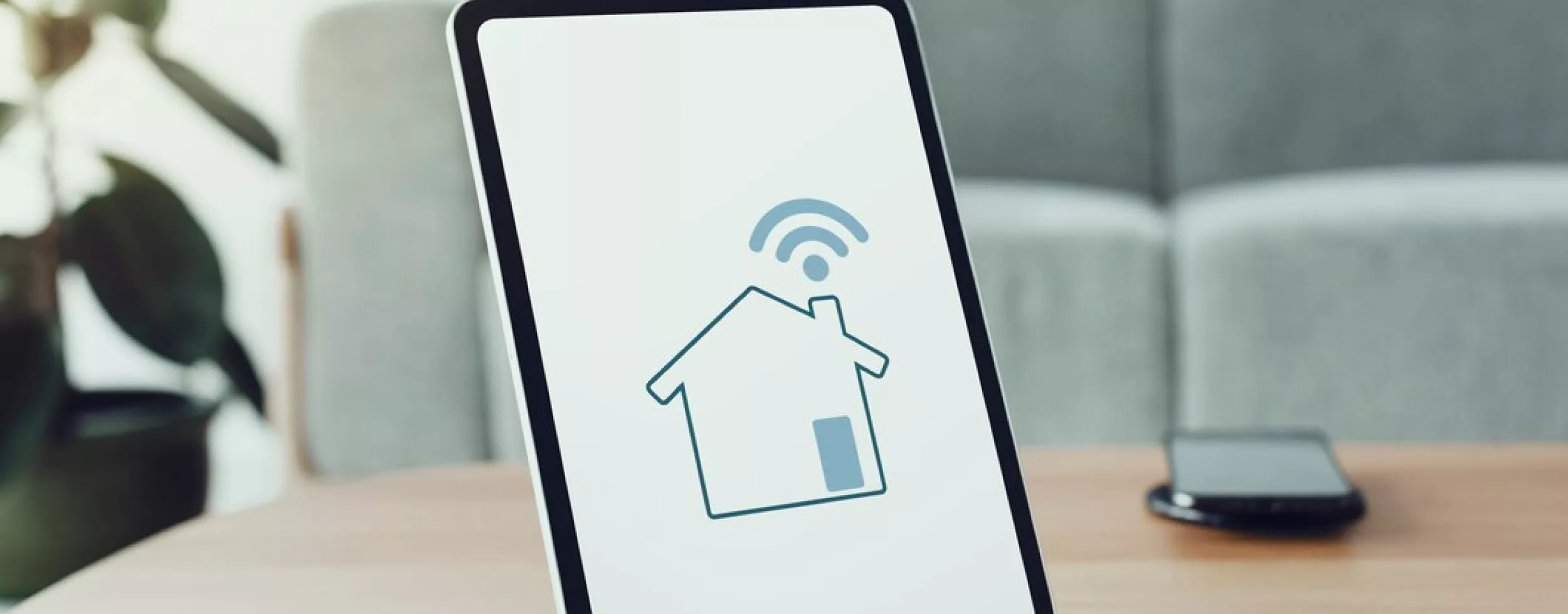 digital tablet screen with smart home