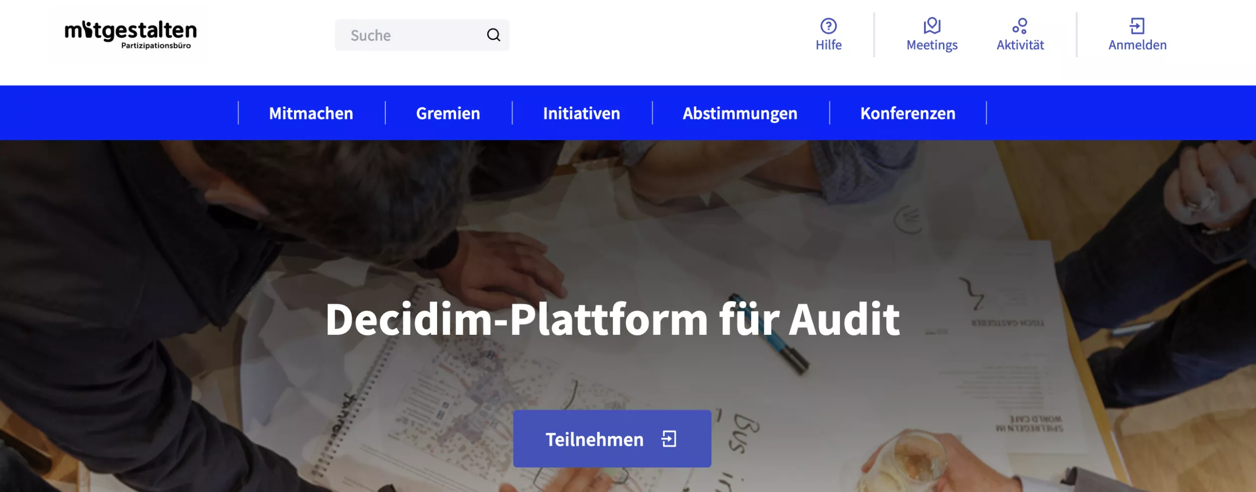Screenshot der Decidim-Audit-Instanz