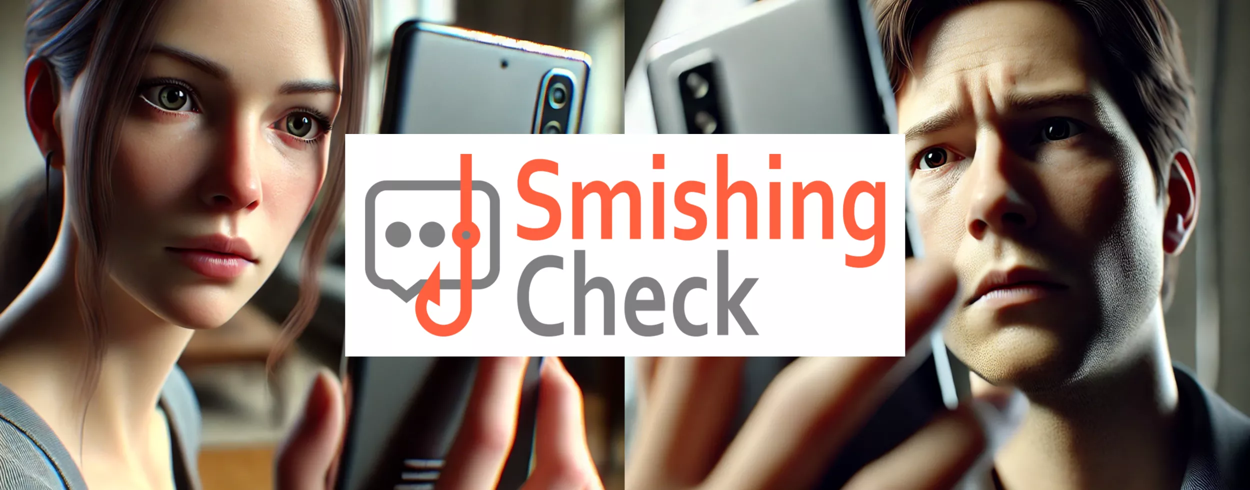 SmishingCheck Logo, Menschen mit Smartphones