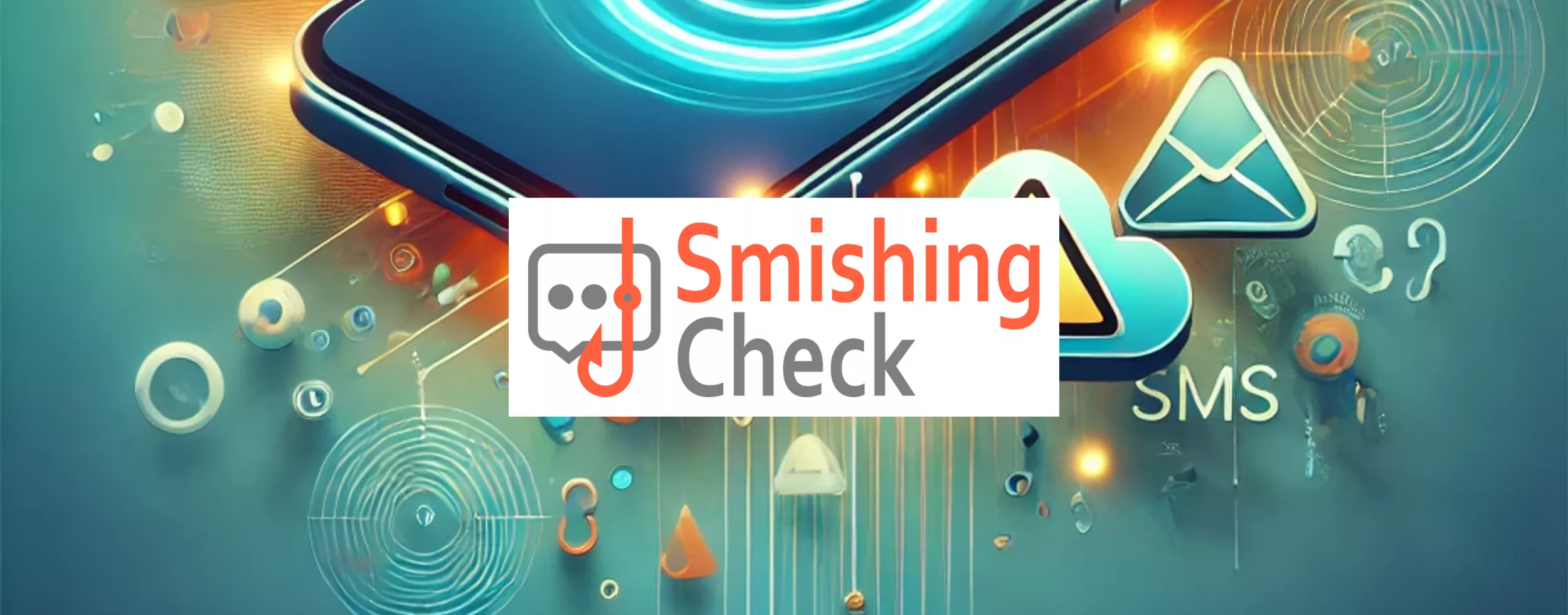SmishingCheck Logo, abstrakter Hintergrund zum Thema Smishing