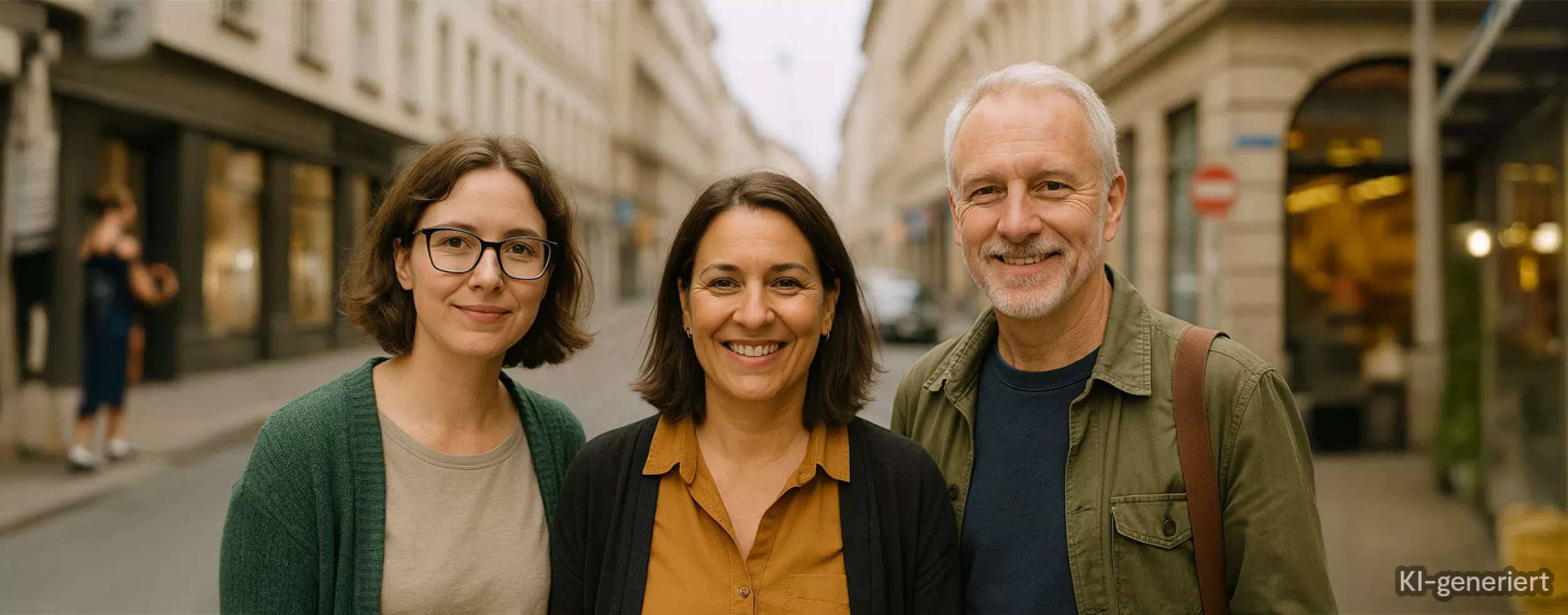 KI-generiertes Bild von 3 Personen, die unsere Personas darstellen sollen.