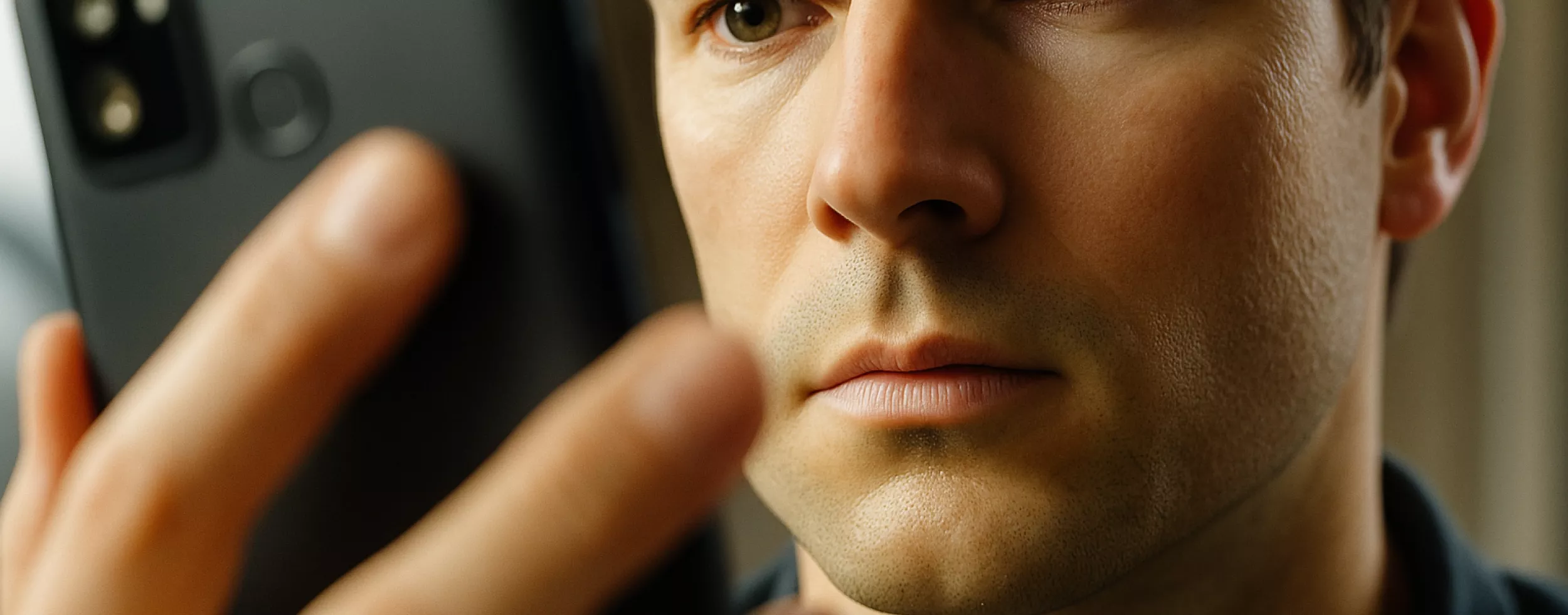 Mann blickt bedrückt auf sein Smartphone.