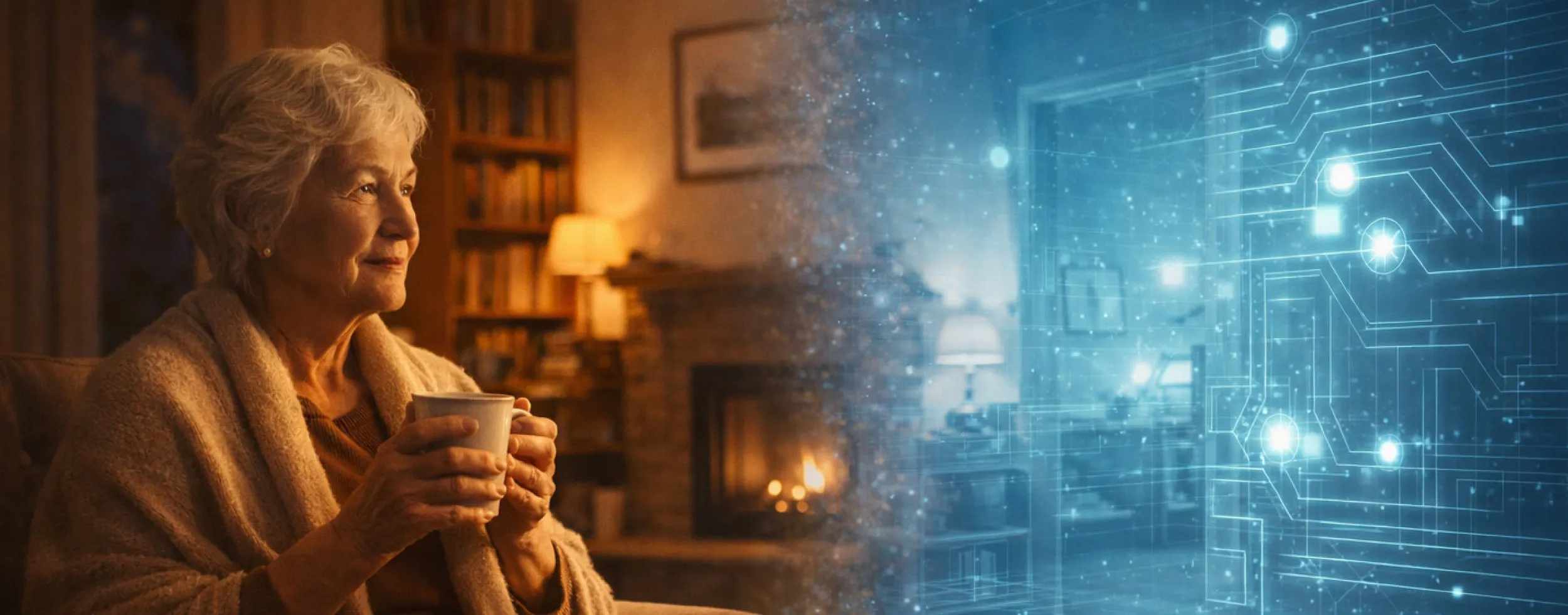 women with cup of tea. KI generated