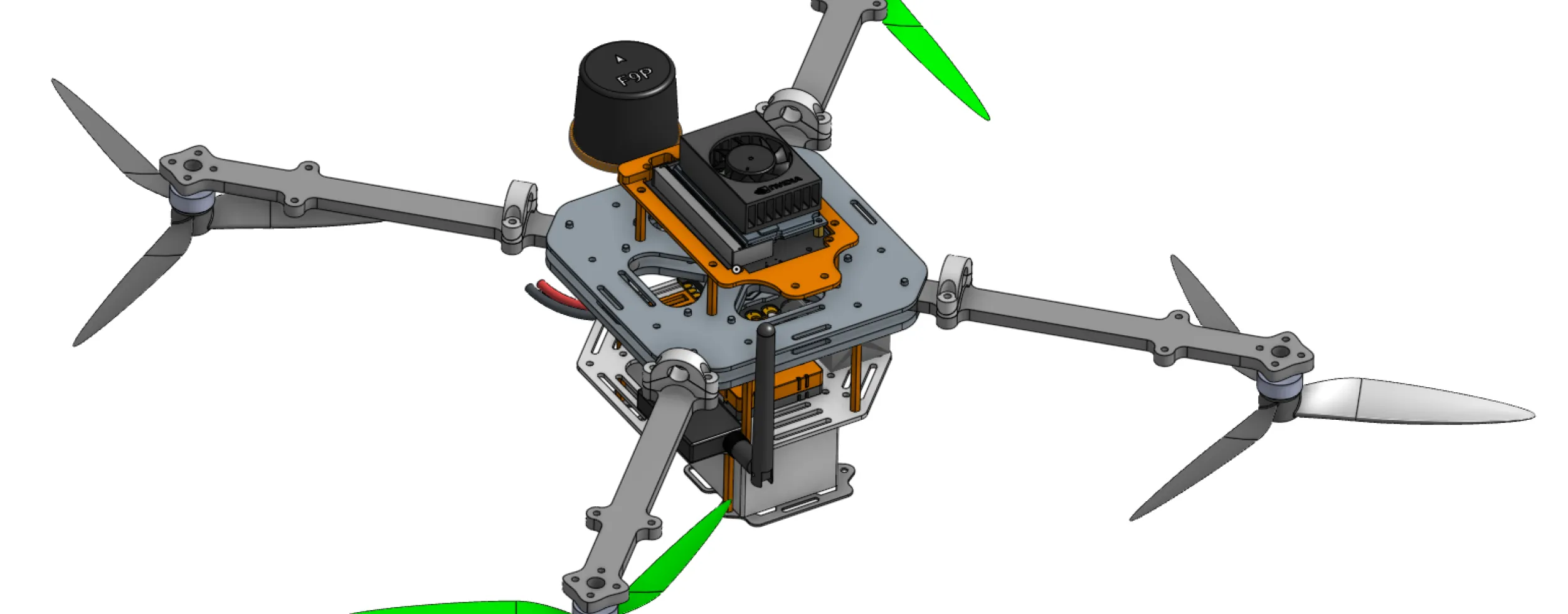 3D CAD Design der zweiten Drohne (ohne Antennenmount)