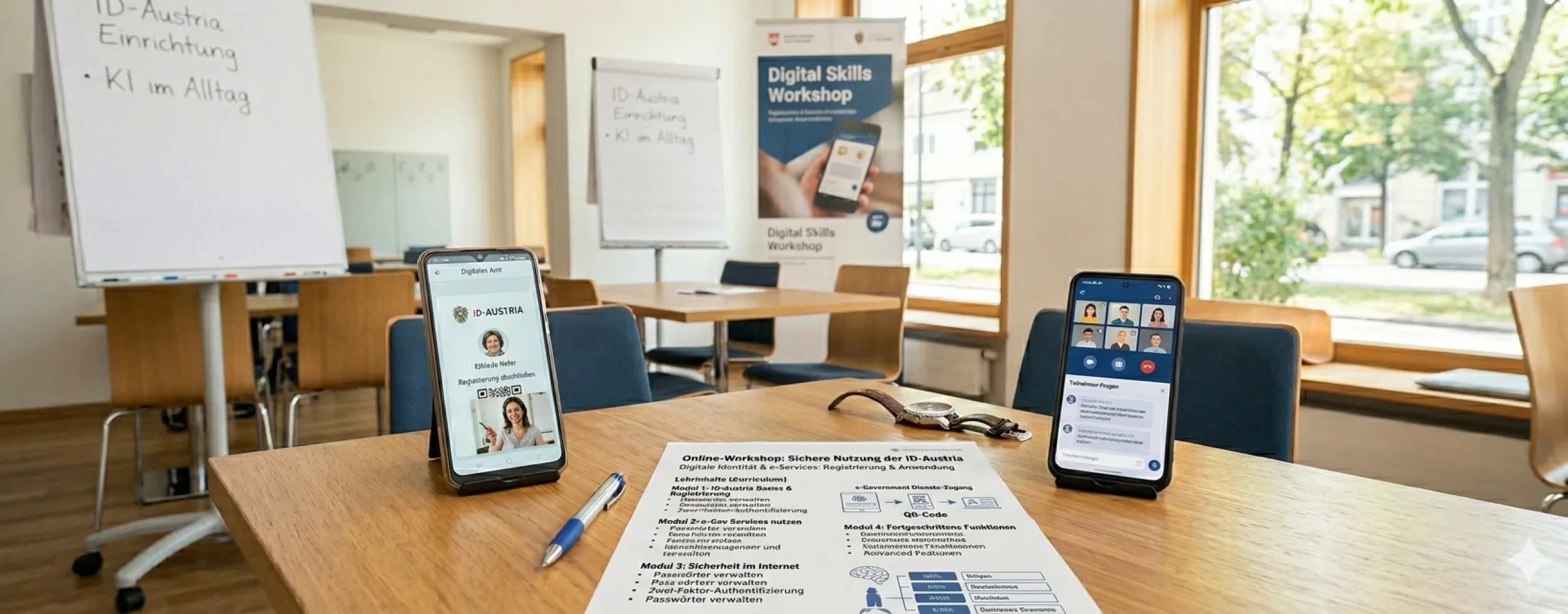 Lernen am Smartphone, digitale Themen, ID-Austria, QR-Code